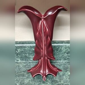 Vintage CAMARK Art Pottery Burgundy Calla Lily Vase USA #598 11" Tall